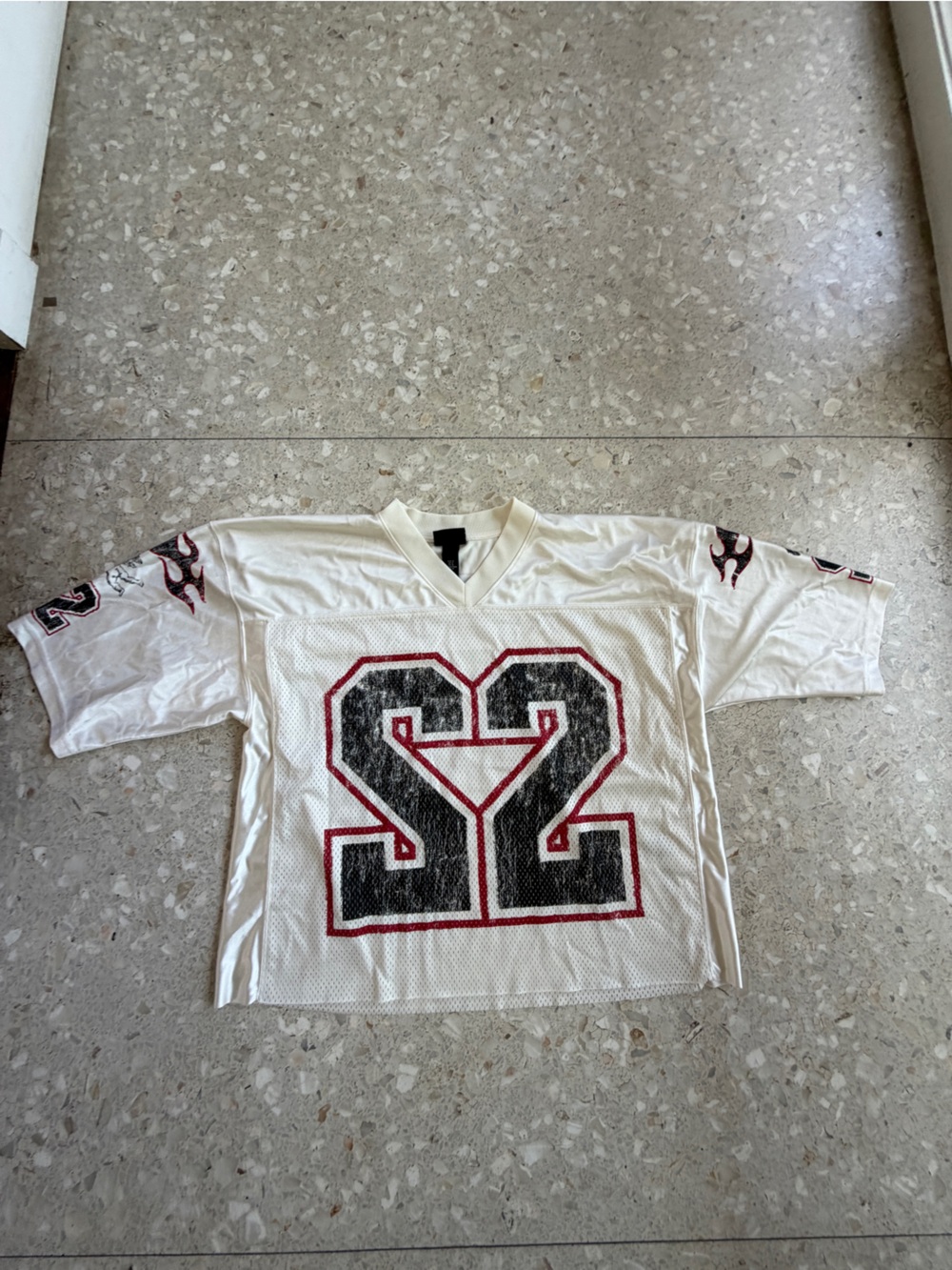 White Mesh Hockey Jersey with Black & Red Number 22 H&M